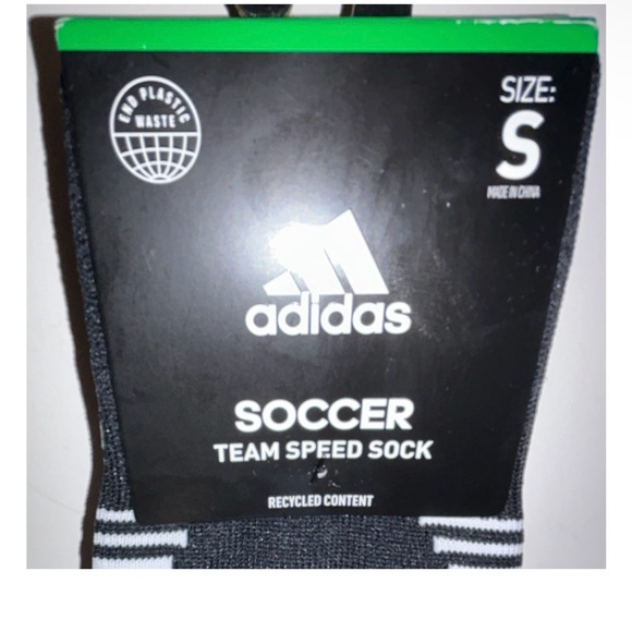 Adidas Team Speed OTC Soccer Socks 1 Pair Youth 13C-4Y Black & White w Logo NEW! - Picture 4 of 10